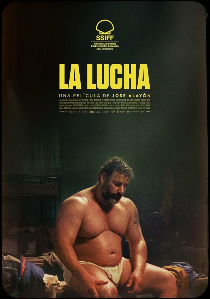 La lucha poster - un lutteur seul assis torse nu